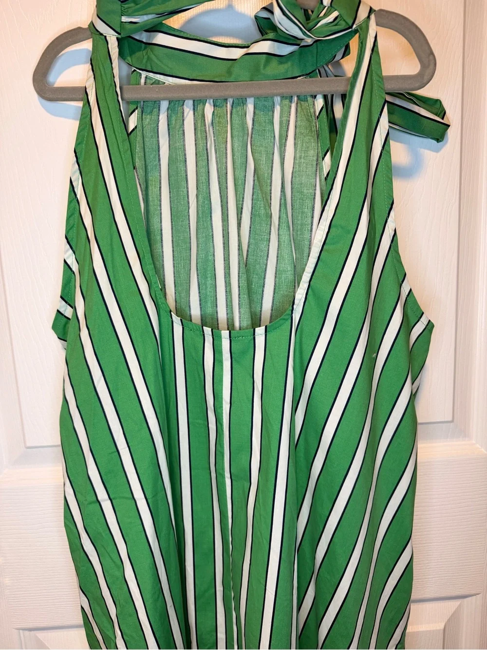 Rachel Zoe Green and White Striped Halter Maxi Dress NWOT Size Large